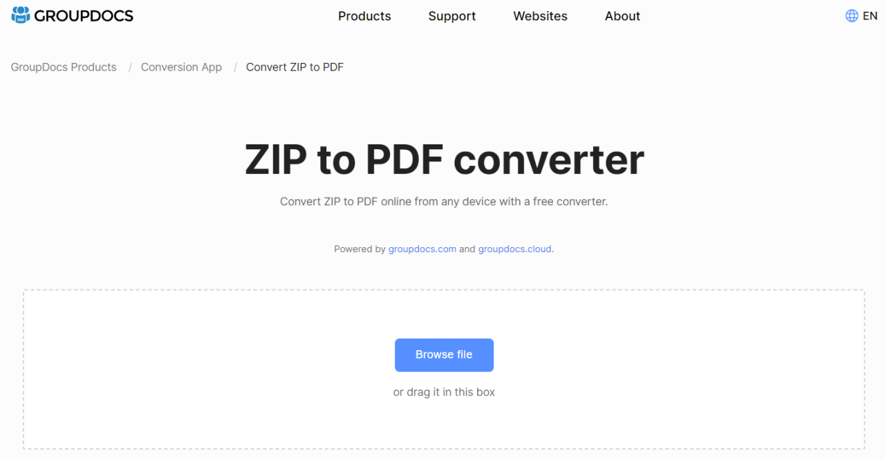 Zip to pdf converter